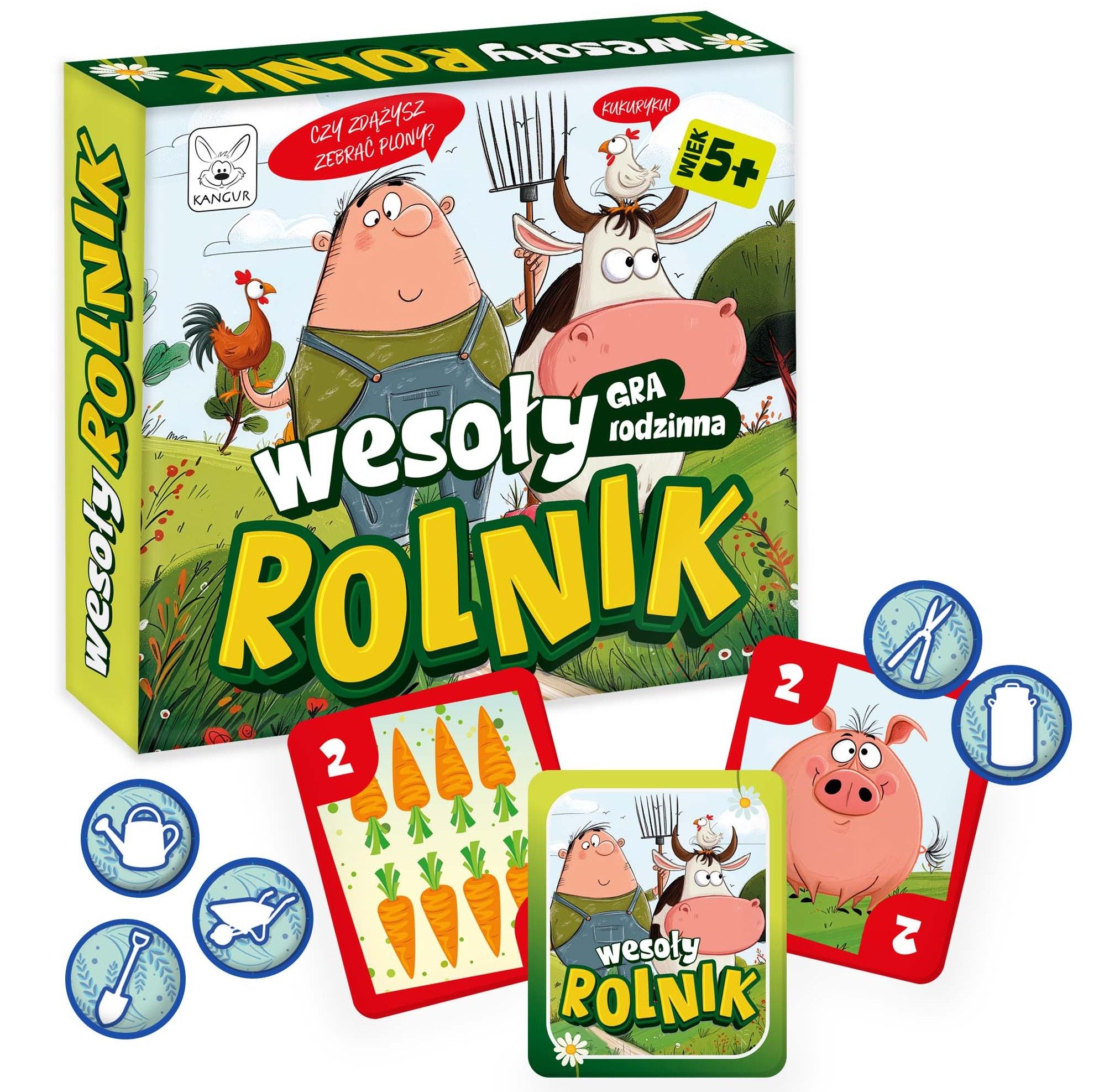 Rodzinna gra edukacyjna Wesoły Rolnik KANGUR - plansza i elementy gry