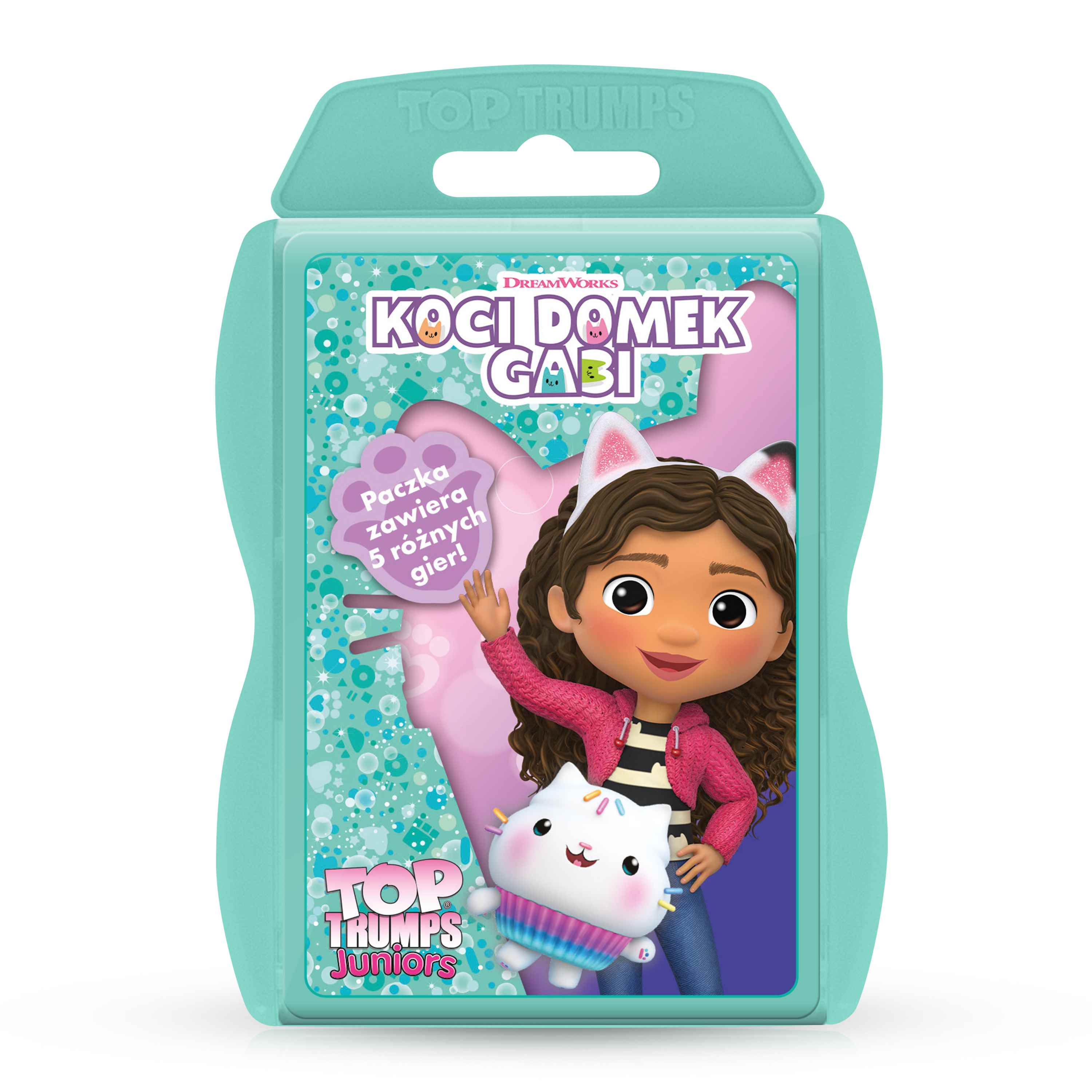 Karty Top Trumps Junior z postaciami z Kociego Domku Gabi do wspólnej zabawy