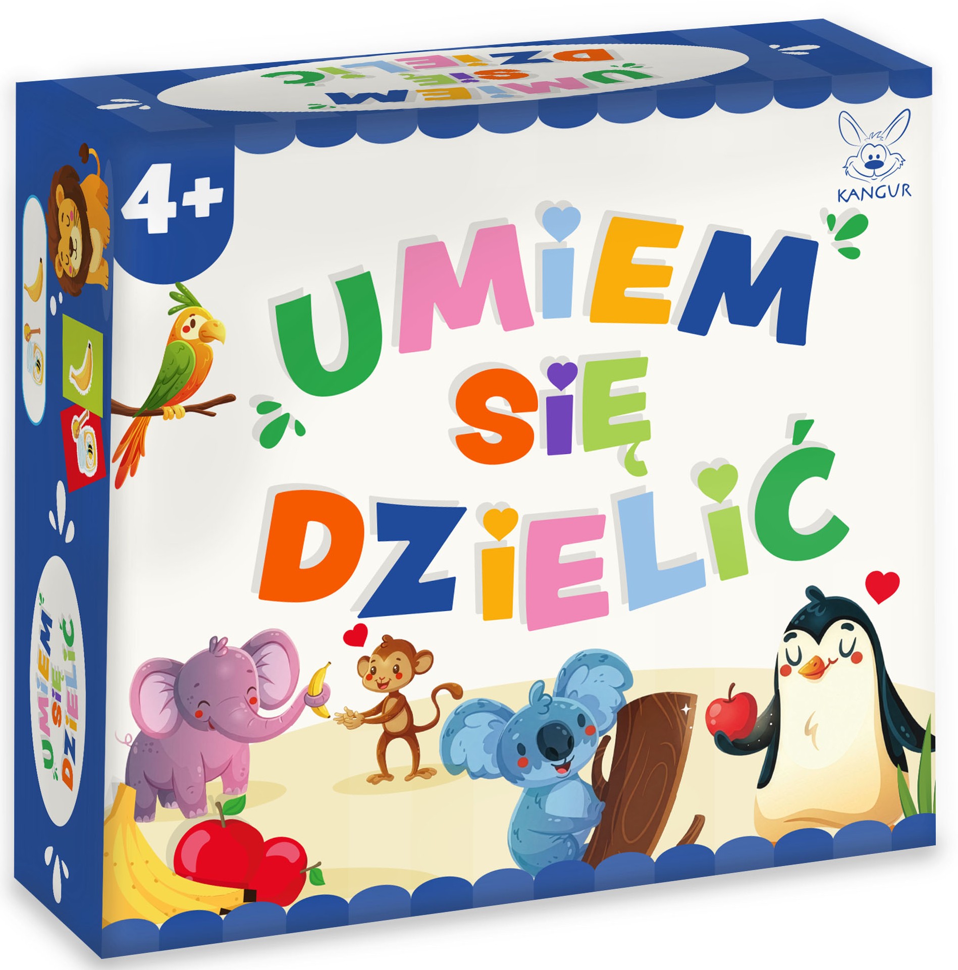 Elementy gry Umiem się dzielić KANGUR - karty i zwierzątka