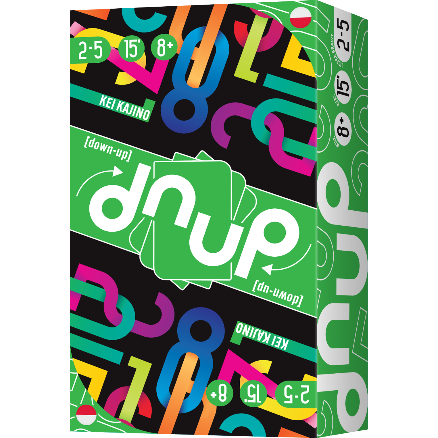Dnup dynamiczna gra karciana REBEL - pudełko i karty o wymiarach 157x75 mm