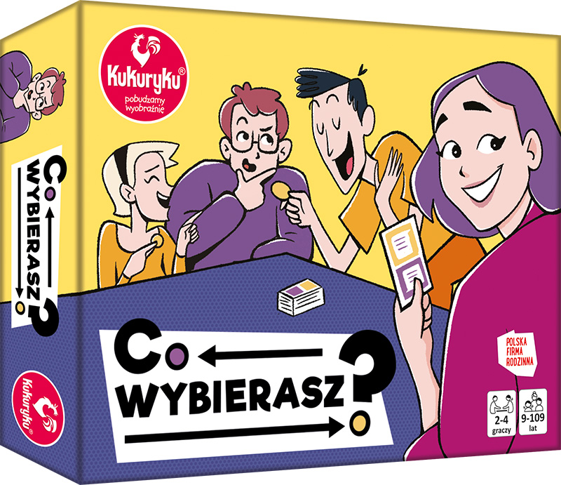 Co wybierasz? KUKURYKU, gra karciana o poznawaniu innych dla 2–4 graczy.