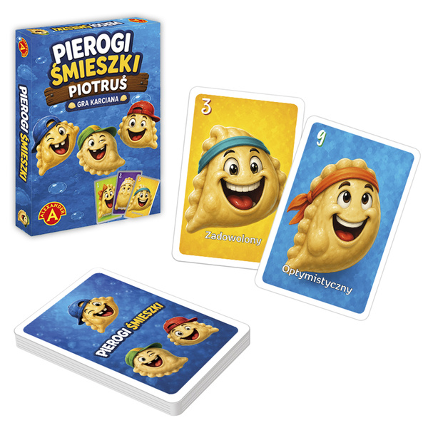 Piotruś Pierogi Śmieszki – gra karciana 2w1 Piotruś i Memory ALEXANDER GRY z kartami 90x60 mm