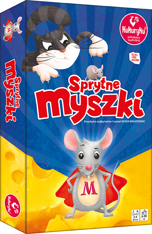 Rodzinna gra Sprytne Myszki KUKURYKU – plansza i elementy gry