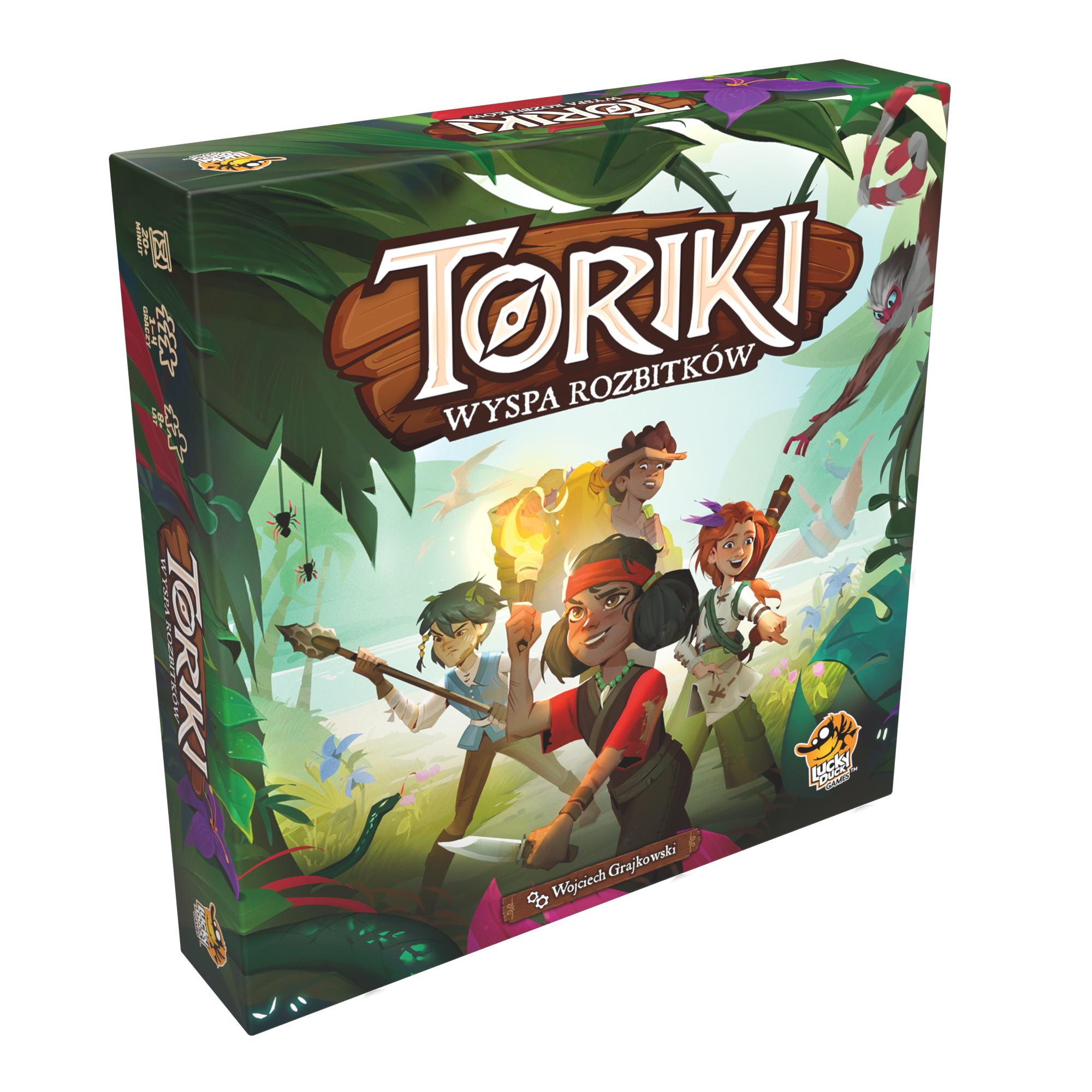 Plansza i komponenty gry Toriki: Wyspa rozbitków od Lucky Duck Games
