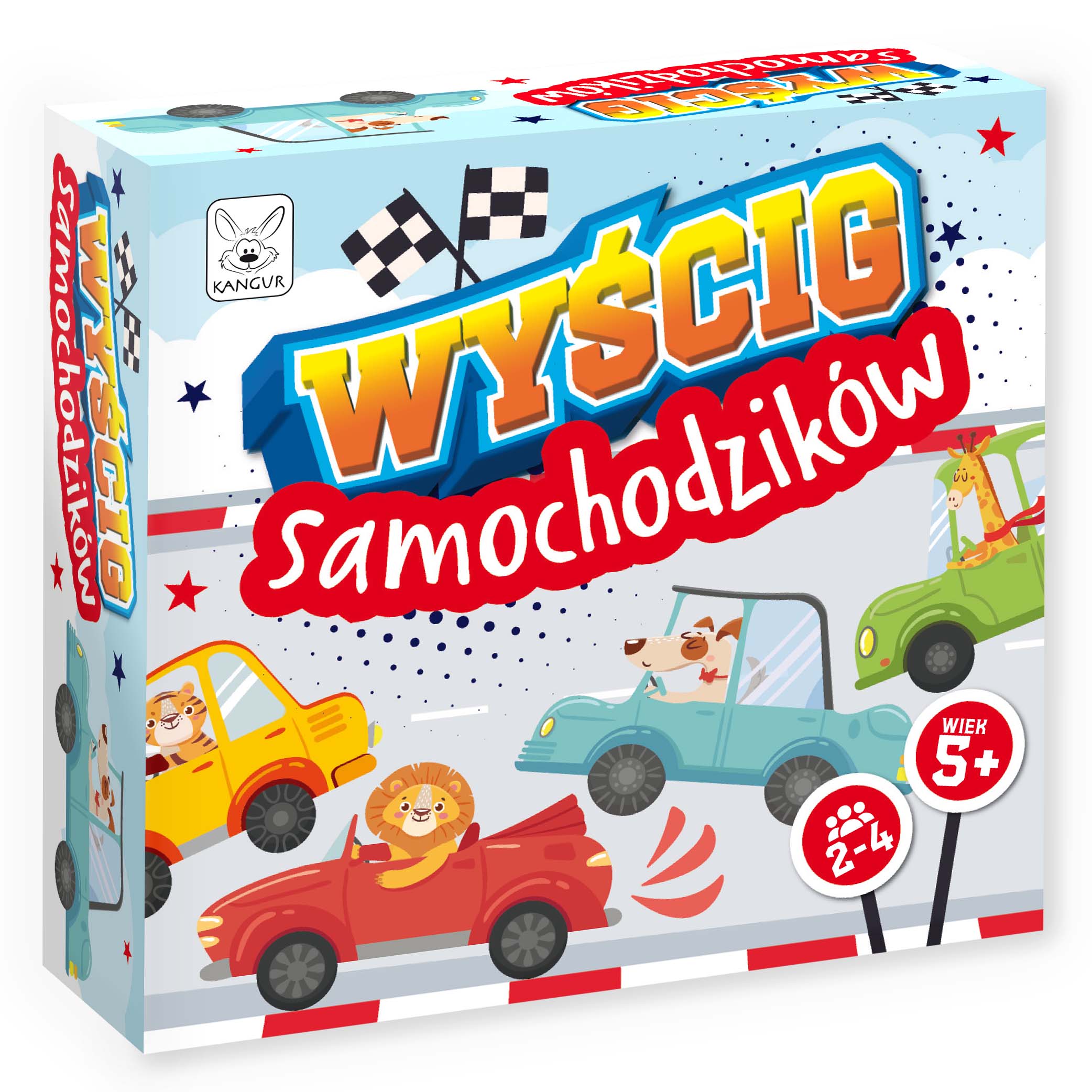Plansza i karty gry Wyścig Samochodzików KANGUR dla dzieci 5+