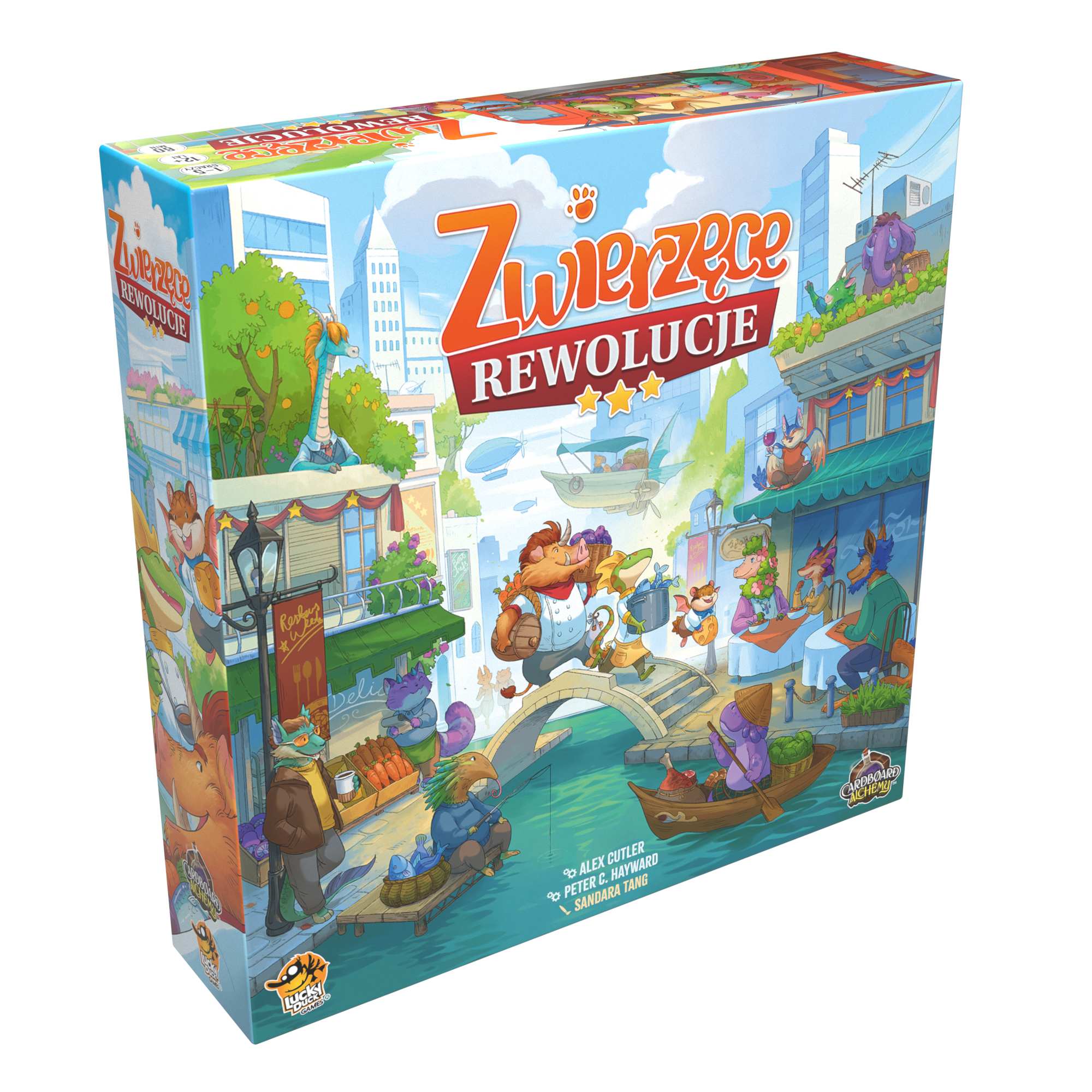 Zwierzęce Rewolucje gra planszowa Lucky Duck Games - pudełko i elementy gry