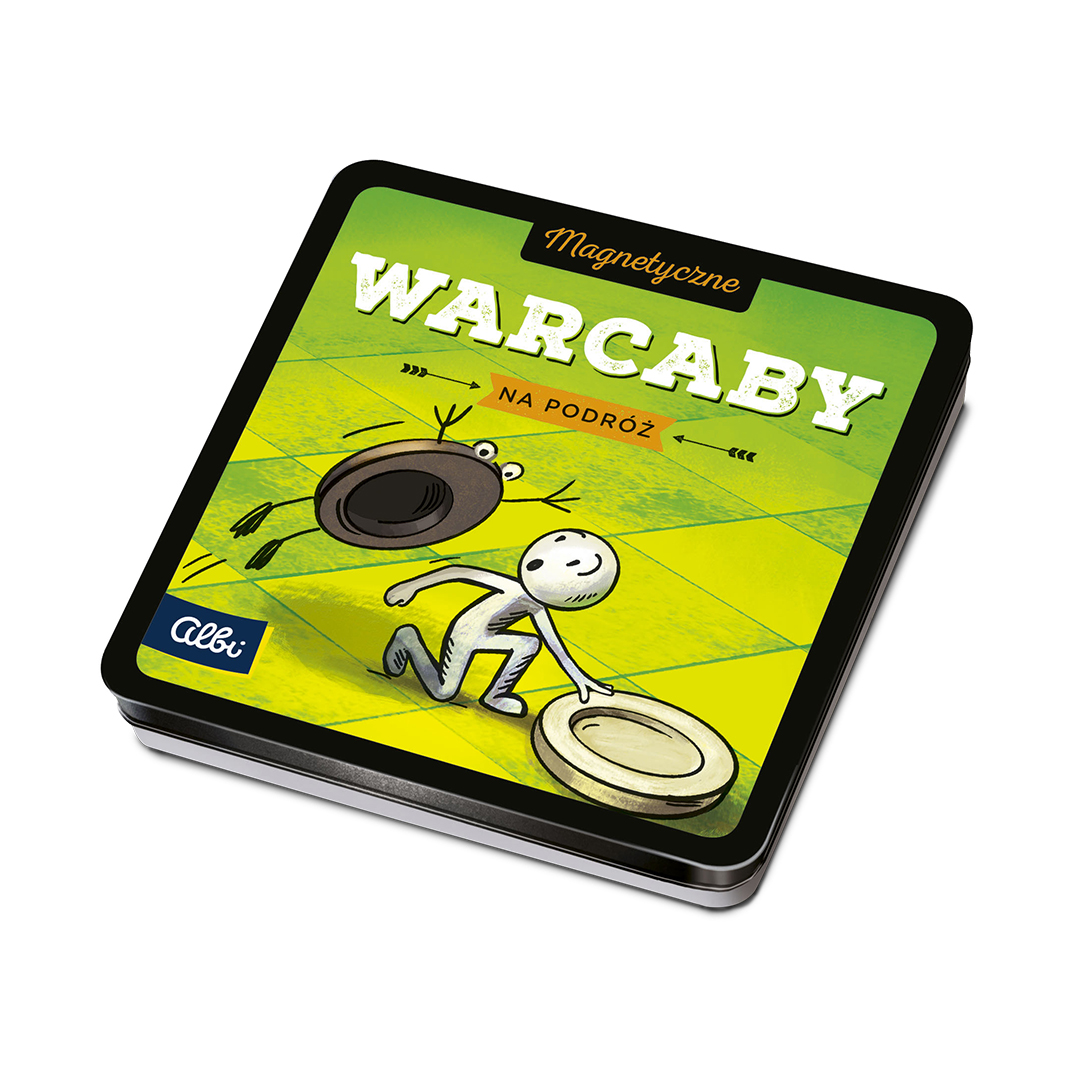 Magnetyczne warcaby ALBI na planszy 135x135 mm - podróżna gra logiczna dla dzieci i dorosłych