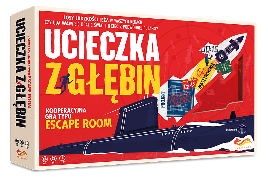Plansza gry Ucieczka z głębin z elementami zagadek i wyścigu z czasem