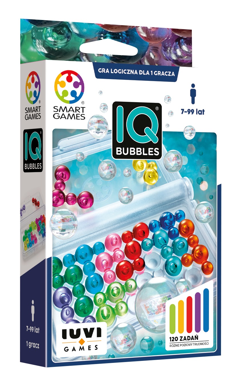 Logiczna gra IQ Bubbles IUVI Games – plansza i przezroczyste elementy z bąbelkami