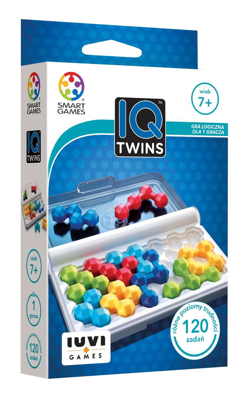 IQ Twins gra logiczna IUVI Games z 10 elementami i 120 zadaniami dla dzieci od 7 lat