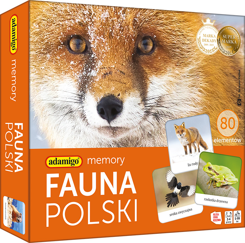 Fauna Polski Memory ADAMIGO - edukacyjna gra pamięciowa ze zwierzętami Polski