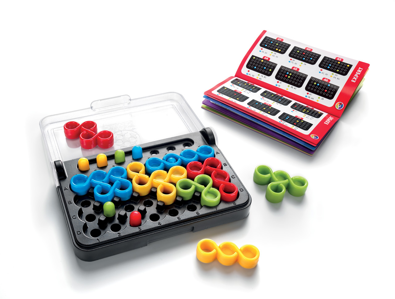 Plansza i elementy gry IQ Twist od IUVI Games w pudełku