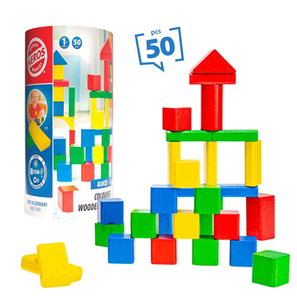Drewniane kolorowe klocki 50 elementów TACTIC GAMES