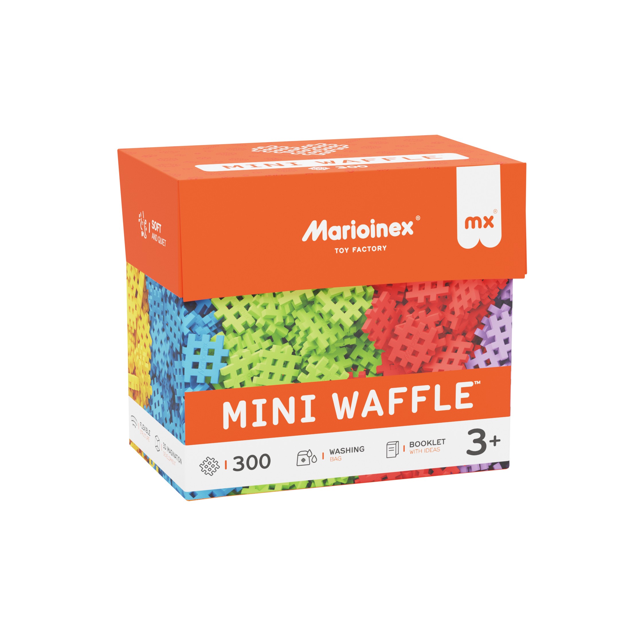 Klocki Mini Waffle MARIOINEX, 300 elementów do kreatywnego budowania 2D i 3D