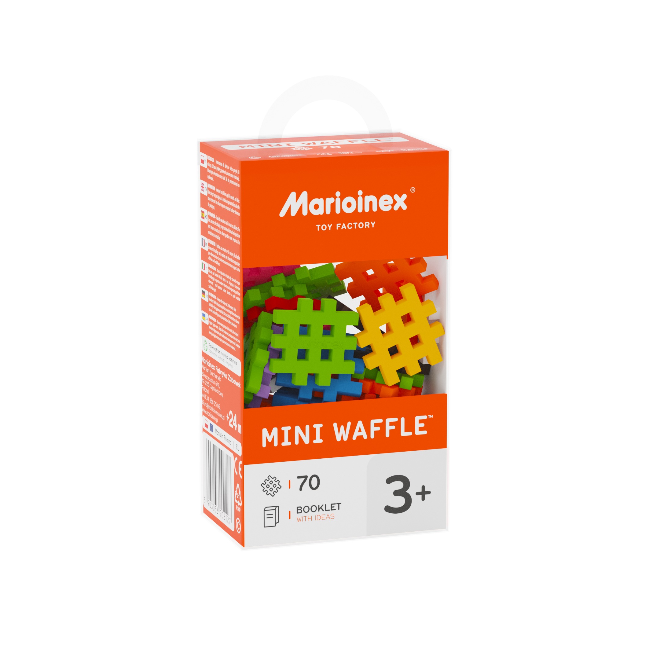 Klocki konstrukcyjne Mini Waffle – 70 elementów MARIOINEX, zestaw dla dzieci od 2 lat