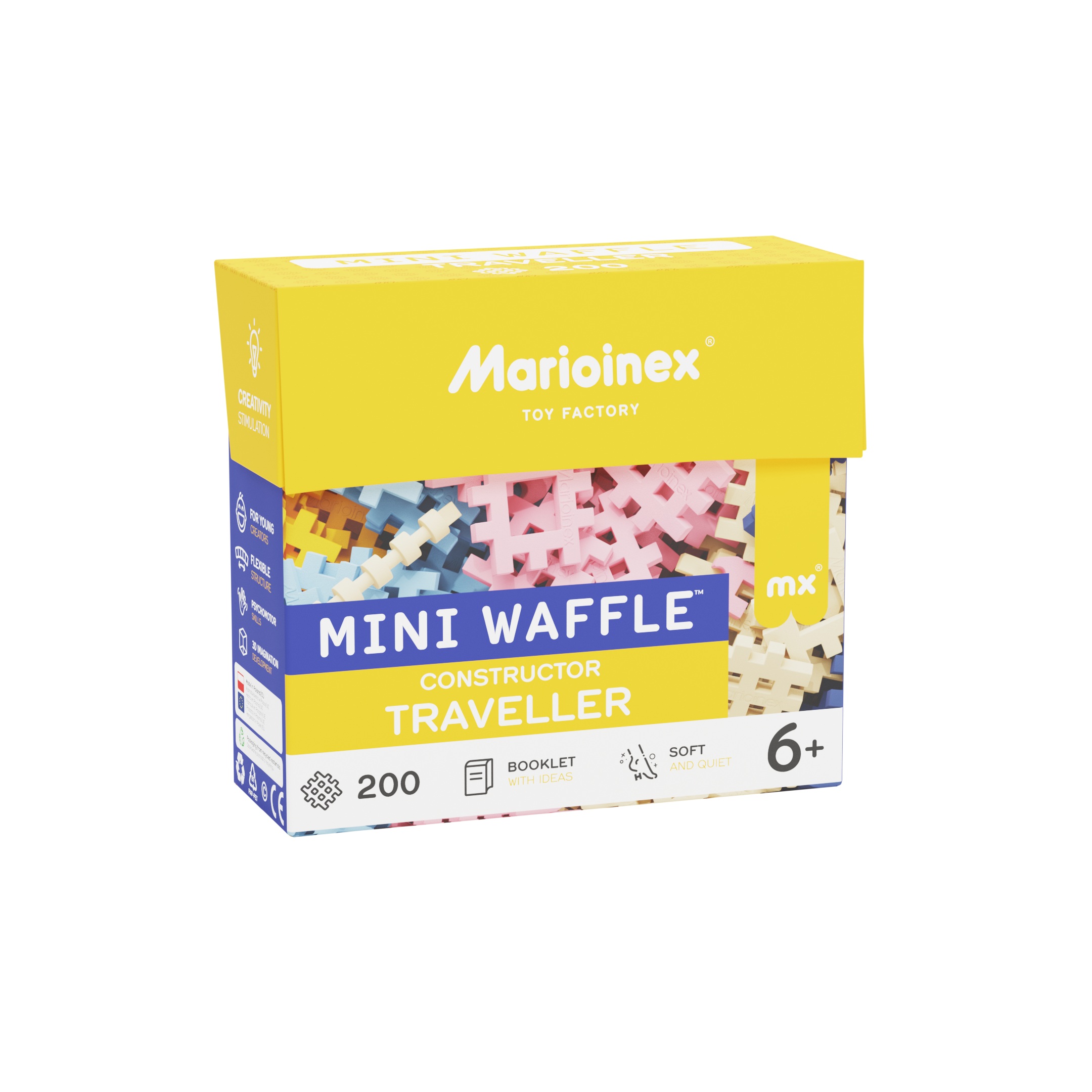 Klocki konstrukcyjne Mini Waffle Podróżnik Marioinex do kreatywnego budowania