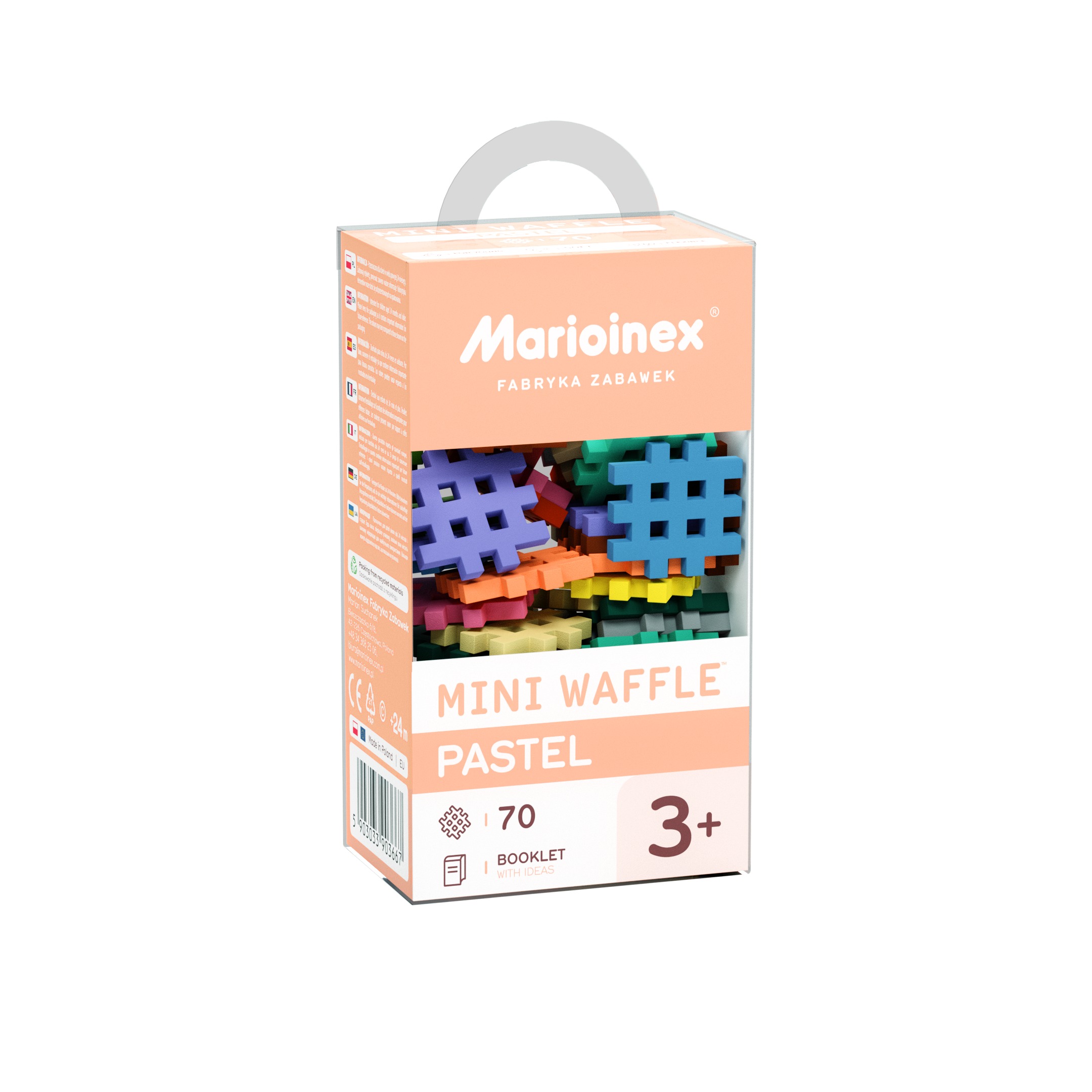 Klocki konstrukcyjne Mini Waffle Pastel MARIOINEX w pastelowych kolorach do budowania 2D i 3D