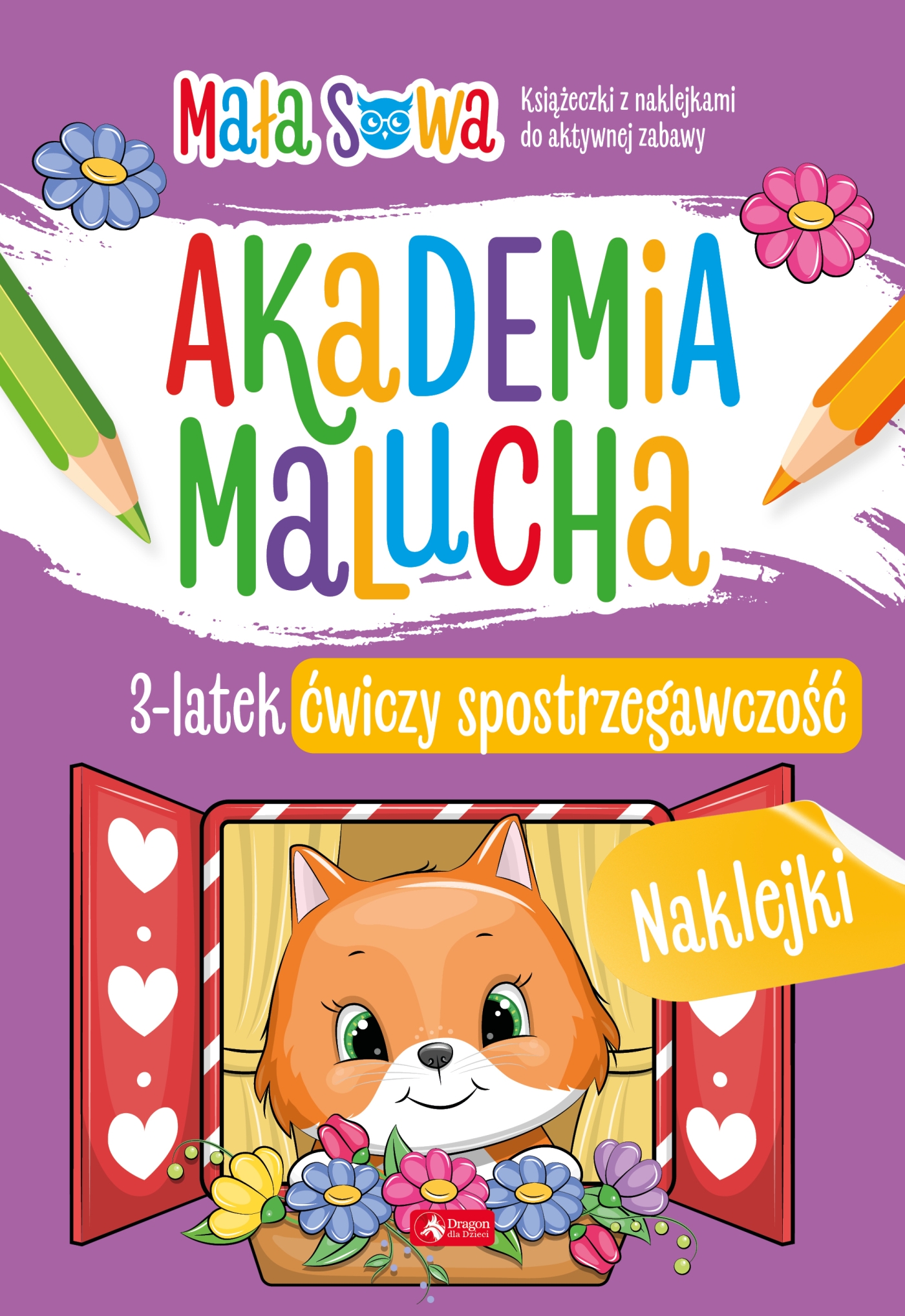 Zeszyt edukacyjny Akademia Malucha 3-latek ćwiczy spostrzegawczość DRAGON z naklejkami