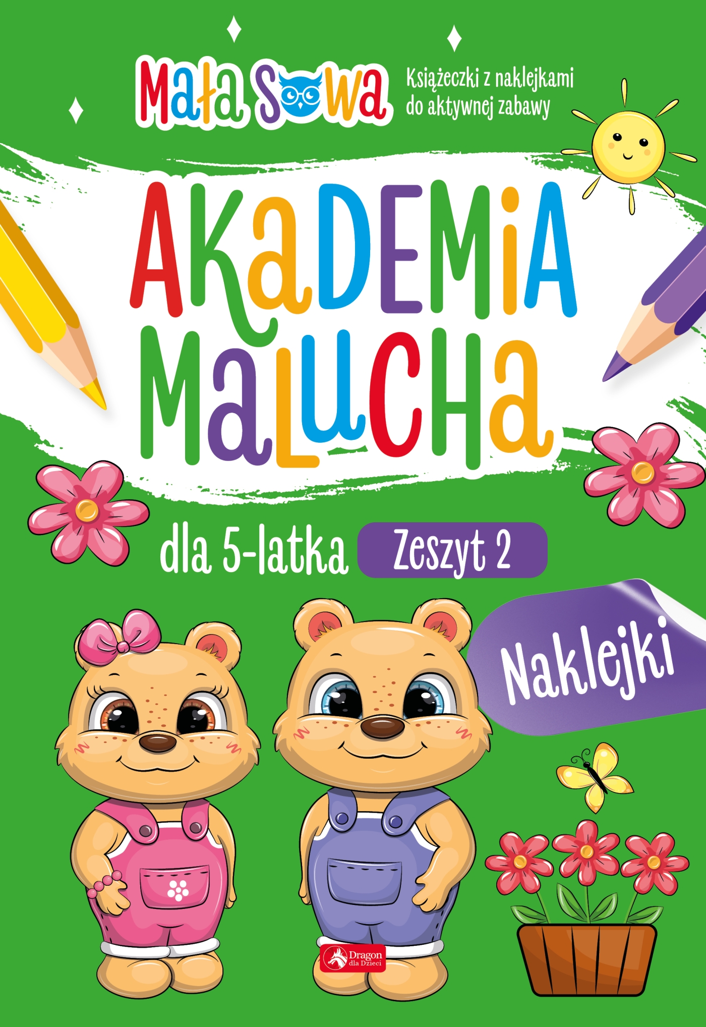 Książeczka edukacyjna Akademia Malucha zeszyt 2 DRAGON z zadaniami i naklejkami dla dzieci 5 plus