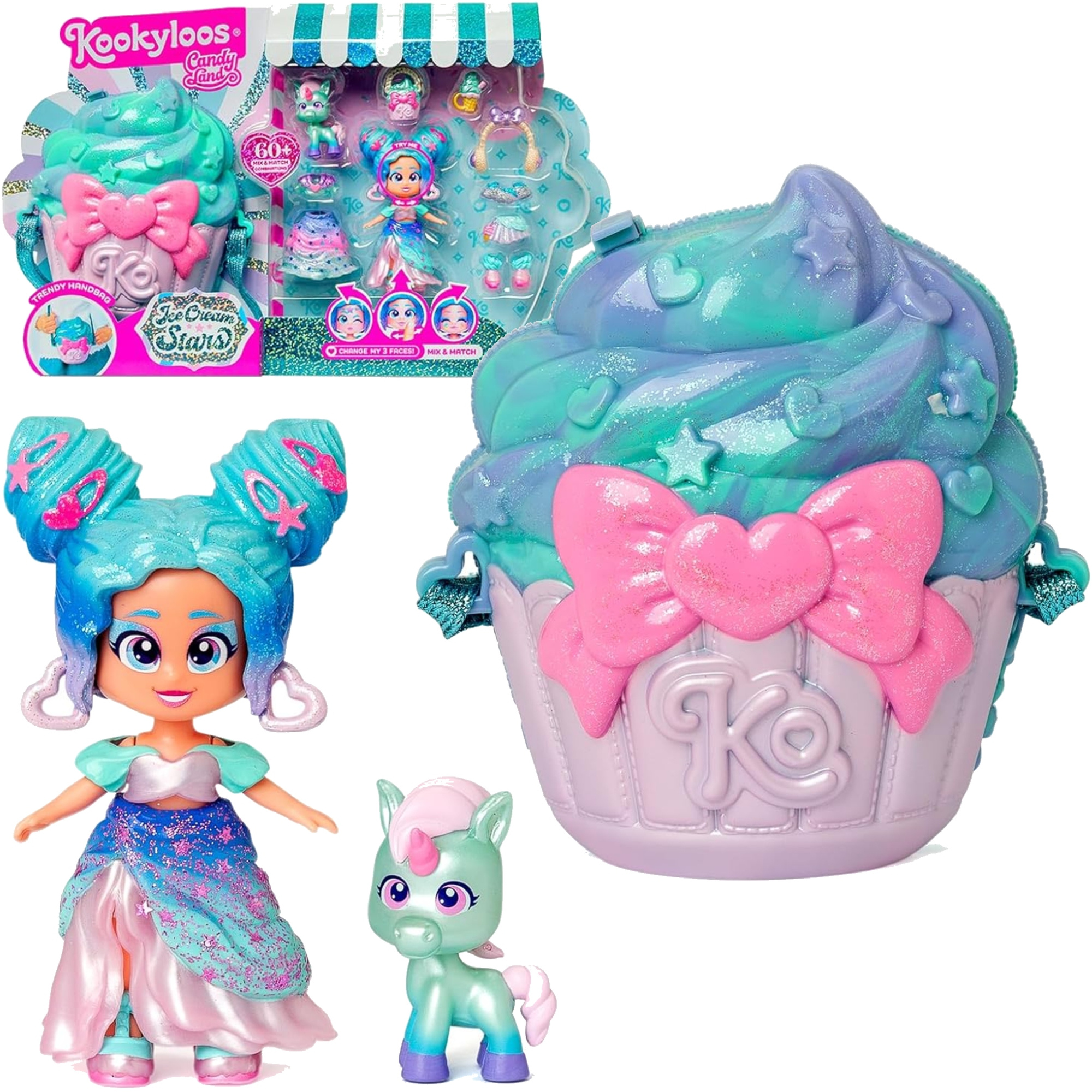 KookyLoos Candy Land Deluxe Set Ice Cream Stars lalka z torebką babeczką i akcesoriami Magic Box Toys Polska