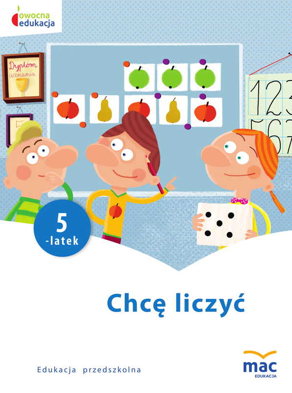 Karty pracy Chcę liczyć. Pięciolatek MAC PODRĘCZNIKI, okładka i przykładowe strony