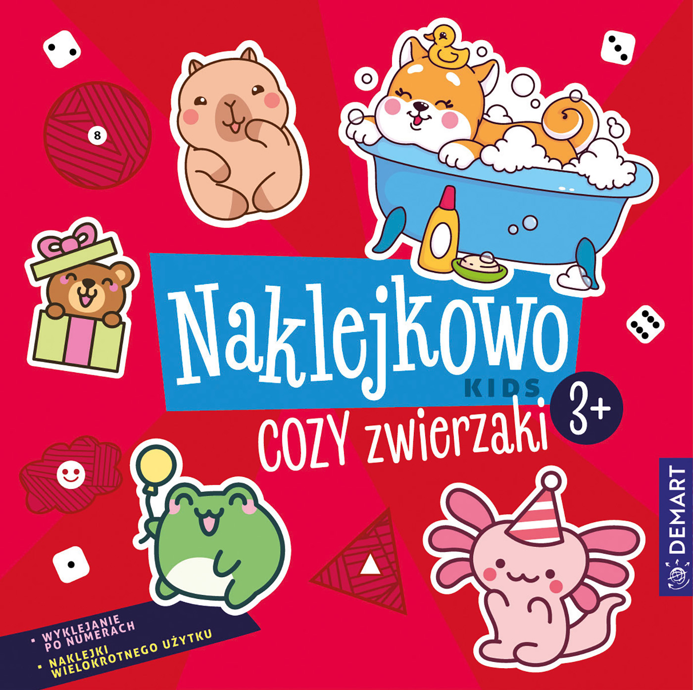 Naklejkowo Kids 3+ Cozy zwierzaki książeczka edukacyjna DEMART z naklejkami i zabawą
