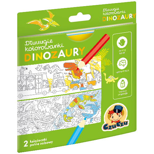 Dłuuugie kolorowanki Dinozaury Bright Junior Media – zestaw 2 książeczek harmonijek dla dzieci 4+