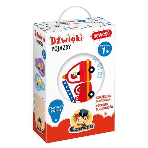 Książeczka obrazkowa Dźwięki Pojazdy Bright Junior Media – okładka i strony z ilustracjami