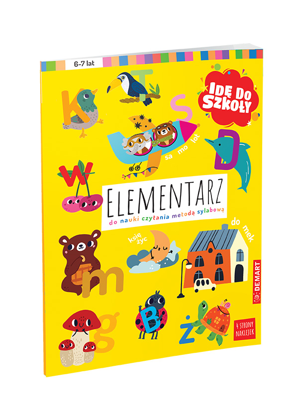 Elementarz do nauki czytania metodą sylabową DEMART z ilustracjami i tekstami edukacyjnymi