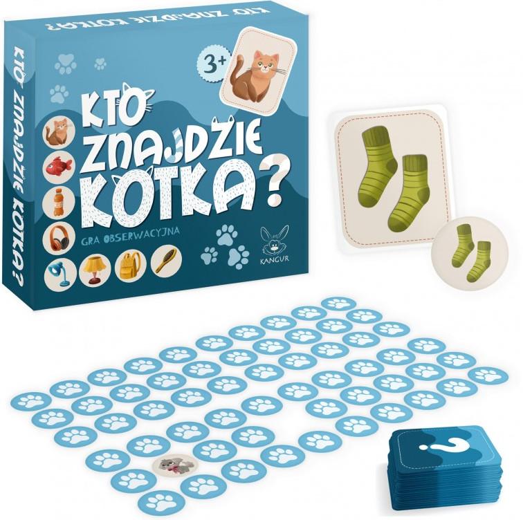 Gra obserwacyjna Kto znajdzie kotka? KANGUR - zestaw żetonów i kart