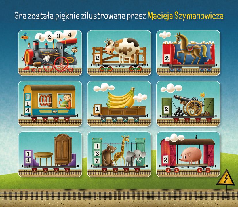 Karty i elementy gry Lokomotywa NASZA KSIĘGARNIA – widok z bliska