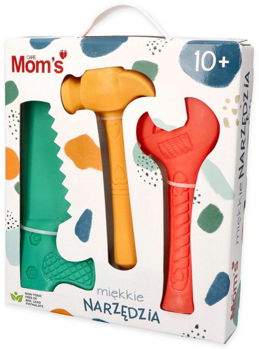 Miękkie narzędzia sensoryczne 3 sztuki Hencz Toys - piła, młotek i klucz w pastelowych kolorach
