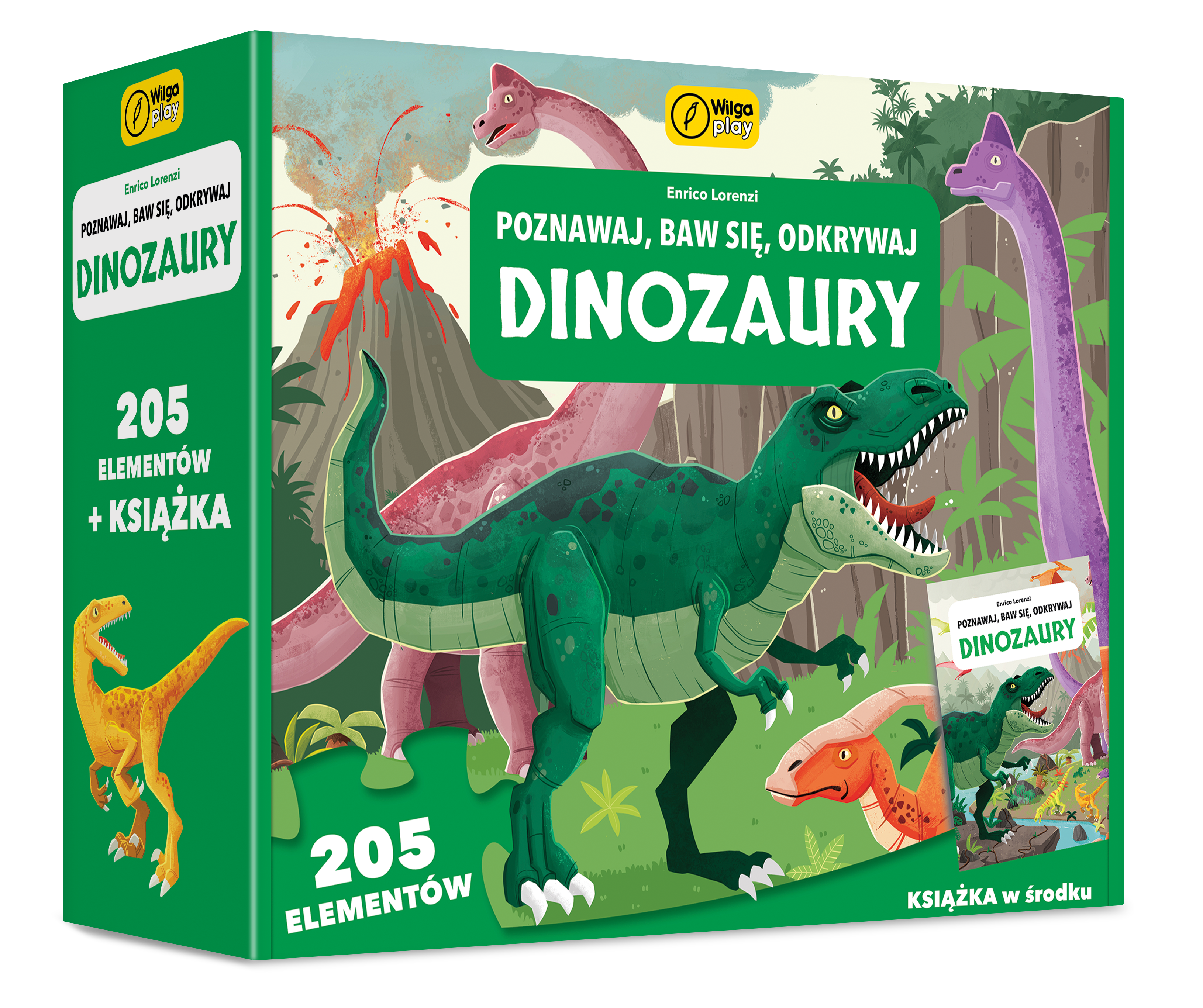 Puzzle edukacyjne Dinozaury 205 elementów z książeczką WILGA PLAY