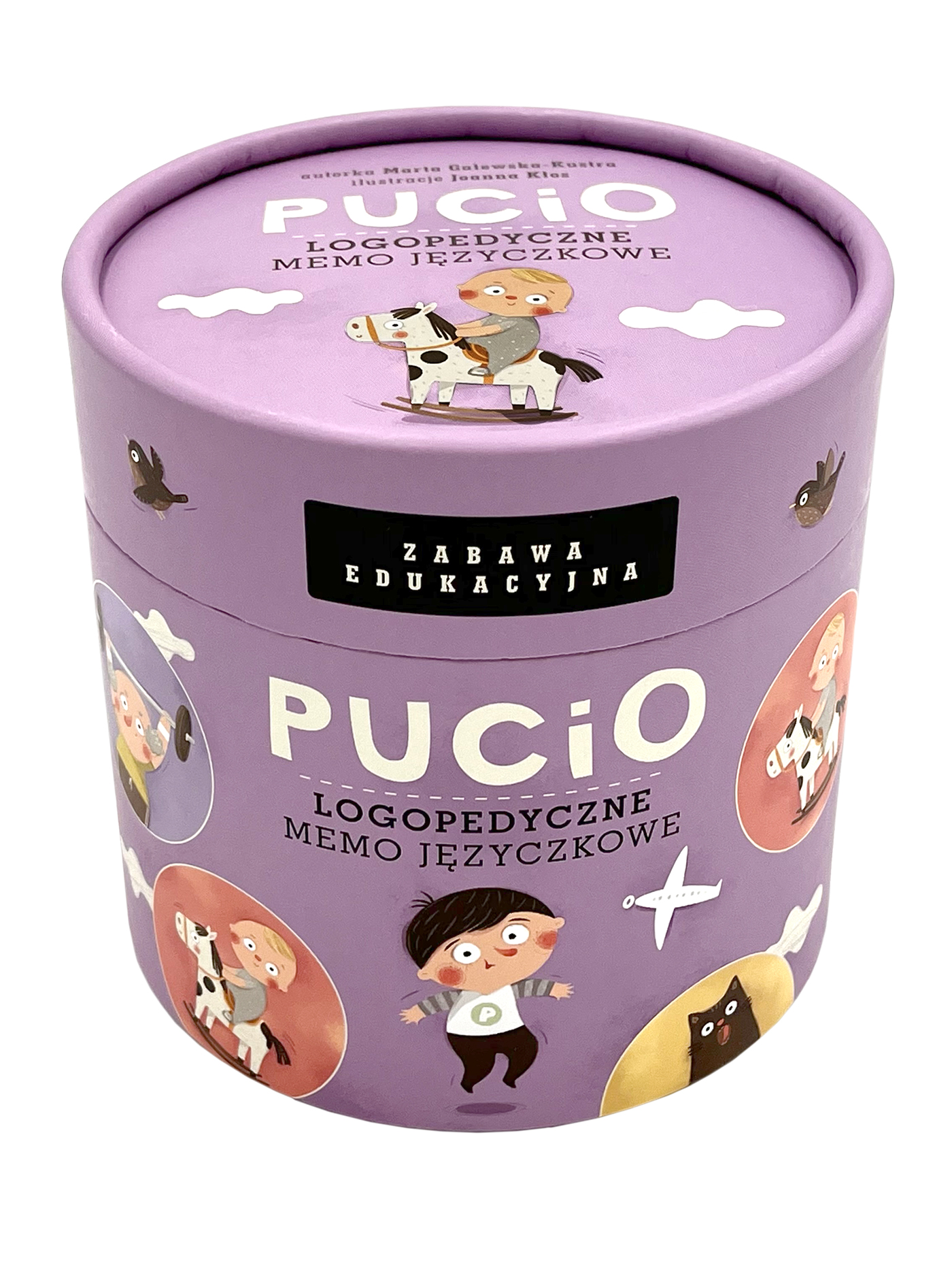 Ilustracja kart memo Pucio. Logopedyczne memo języczkowe z postaciami i ćwiczeniami języka dla dzieci 3+