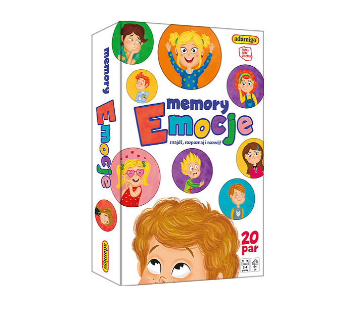 Memory Emocje gra edukacyjna ADAMIGO - plansza z tafelkami do rozpoznawania emocji