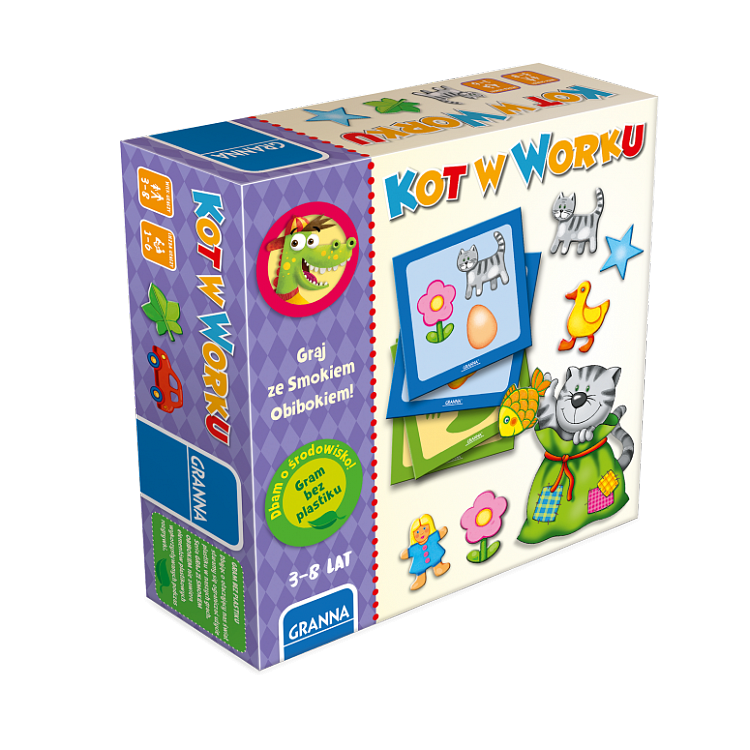Elementy gry Kot w worku z woreczkiem i planszami GRANNA