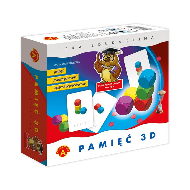 Widok na karty wzorów i kolorowe kostki w grze Pamięć 3D ALEXANDER GRY