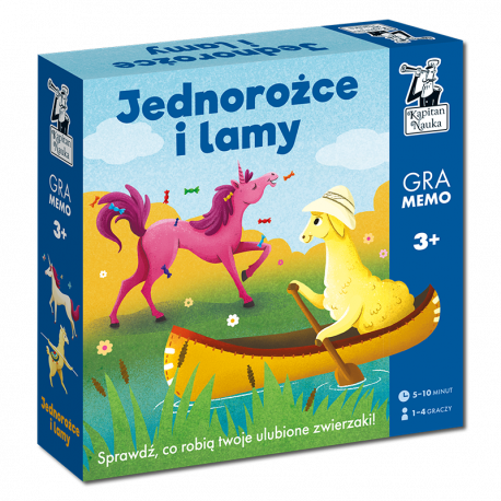 Gra pamięciowa Lamy i jednorożce Edgard PAP — kolorowe ilustracje lam i jednorożców