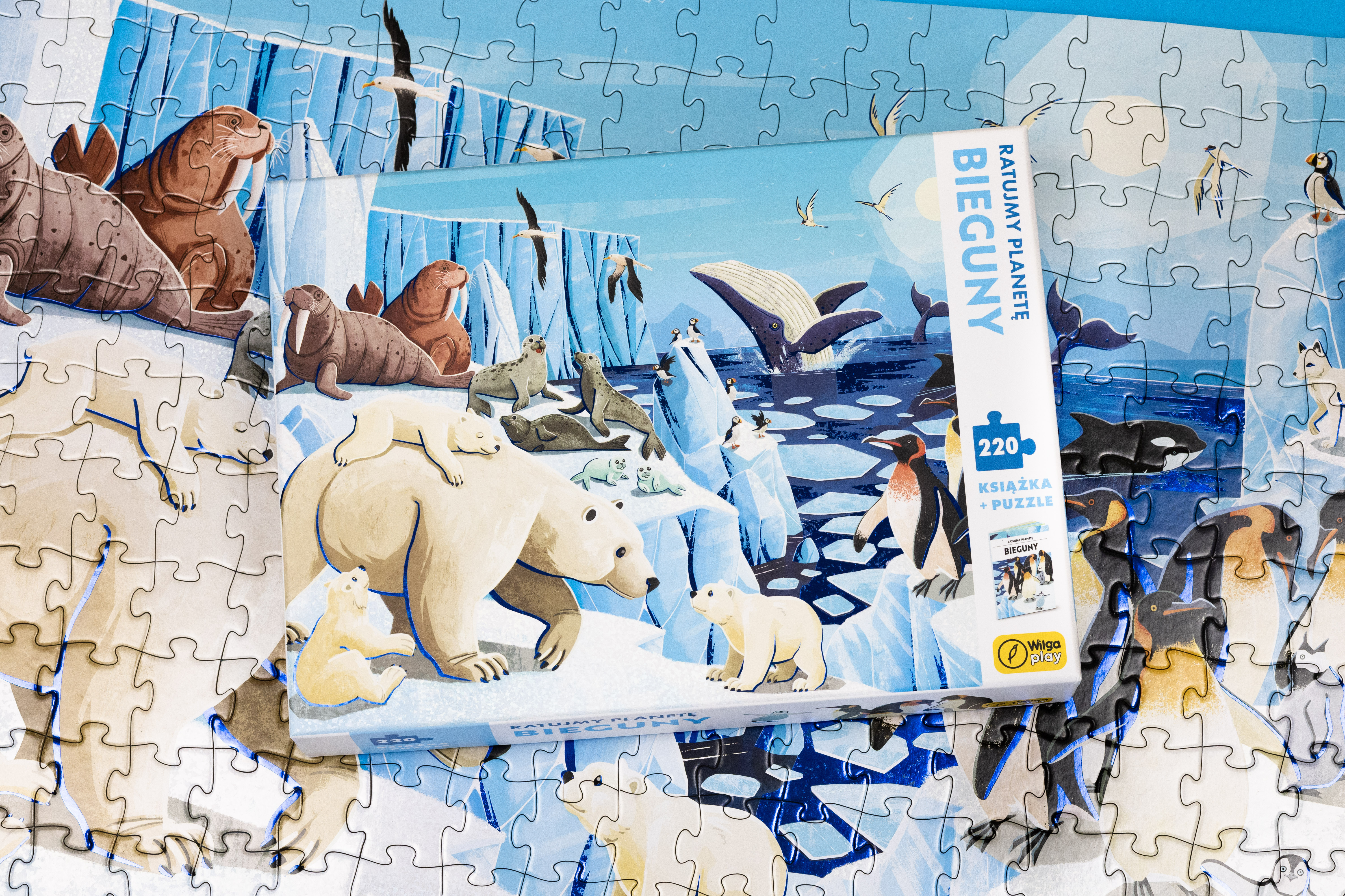 Zestaw Bieguny - puzzle i książka edukacyjna dla dzieci