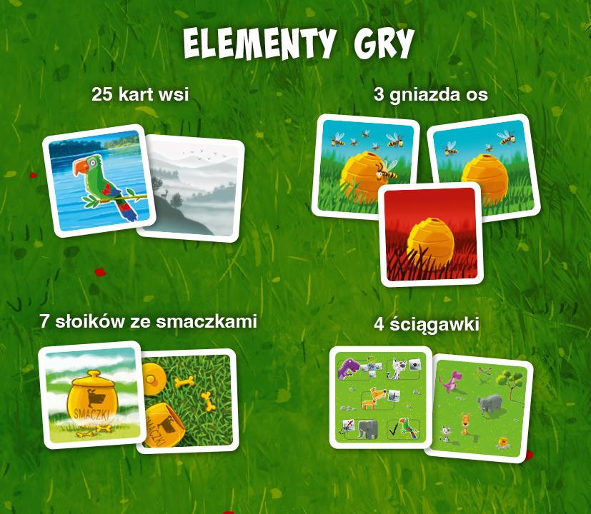 Karty i elementy gry Psie smaczki - widok detali i ilustracji