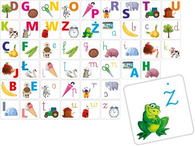 Gra memory ADAMIGO - widok na tafelki z literami małymi i dużymi