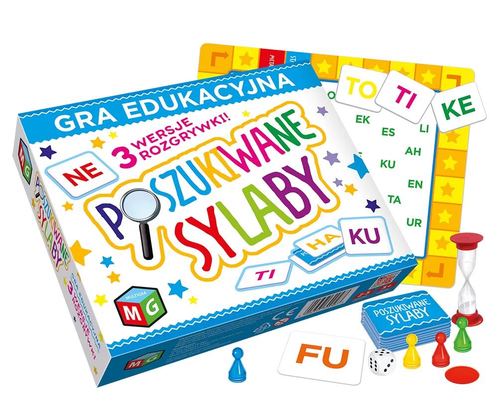Gra edukacyjna Poszukiwane Sylaby MULTIGRA z planszą i kartami
