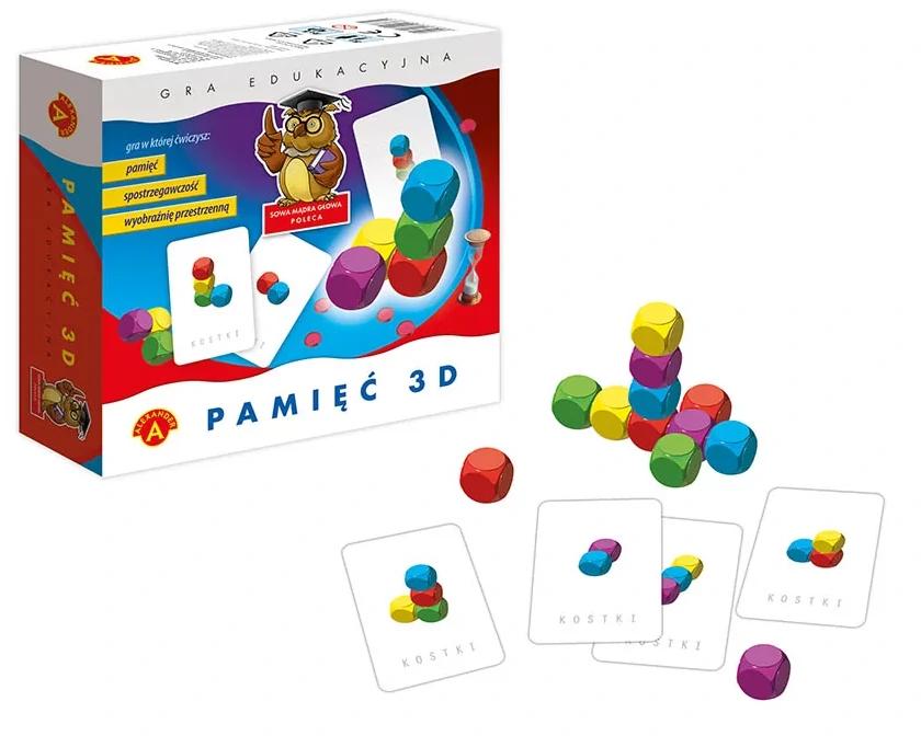 Pamięć 3D przestrzenna gra edukacyjna ALEXANDER GRY - zestaw kolorowych kostek i kart wzorów
