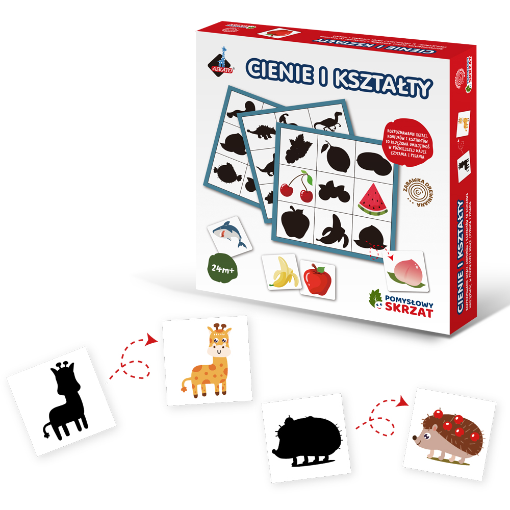 Puzzle edukacyjne Cienie i kształty drewniana układanka ASKATO 182x185 mm
