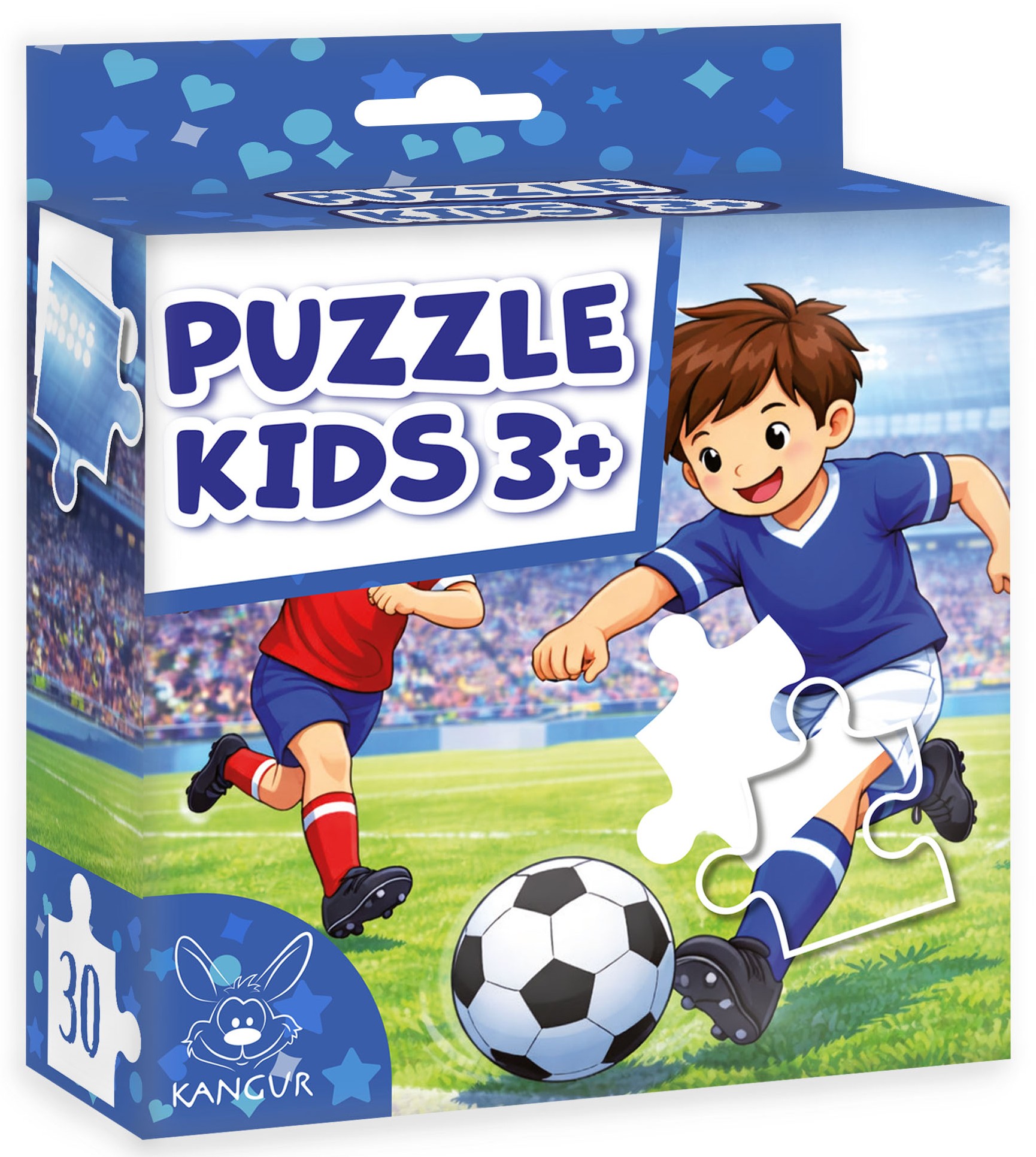 Puzzle Piłkarze KANGUR – fragment ułożonego obrazka z piłkarzami