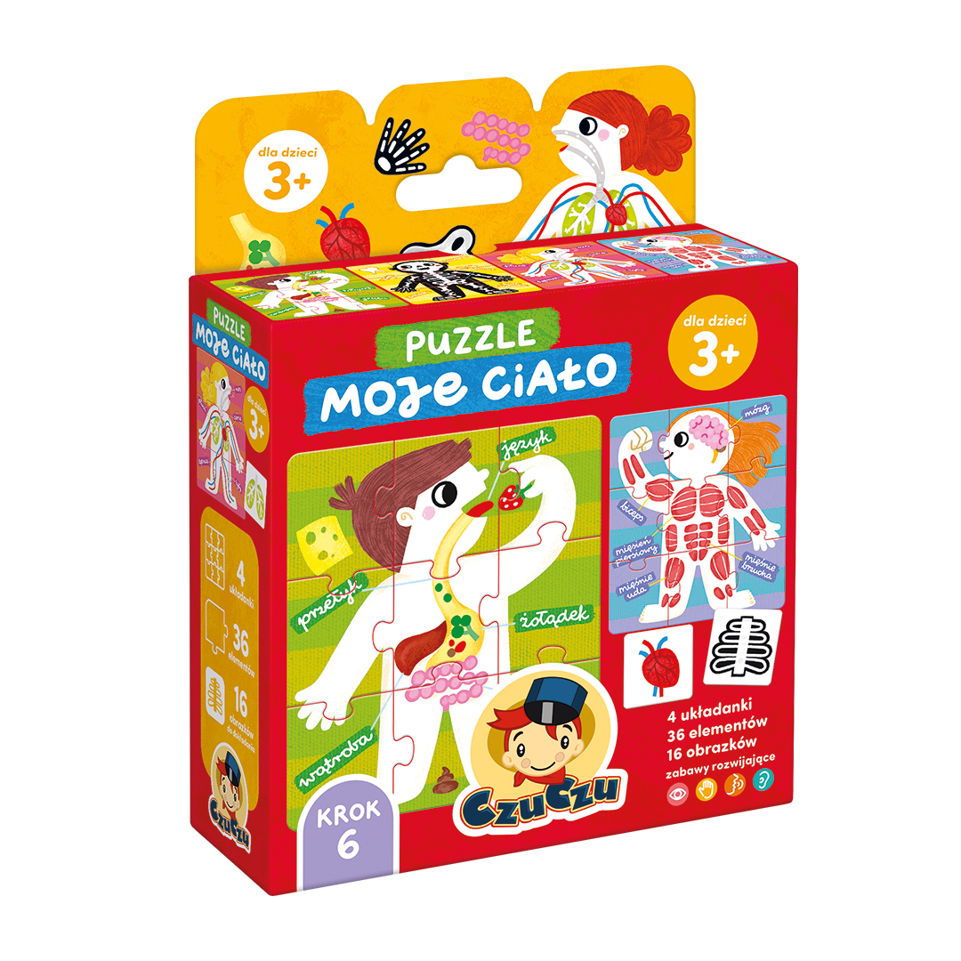 Puzzle edukacyjne Moje ciało Bright Junior Media - zestaw 4 układanek i 16 obrazków