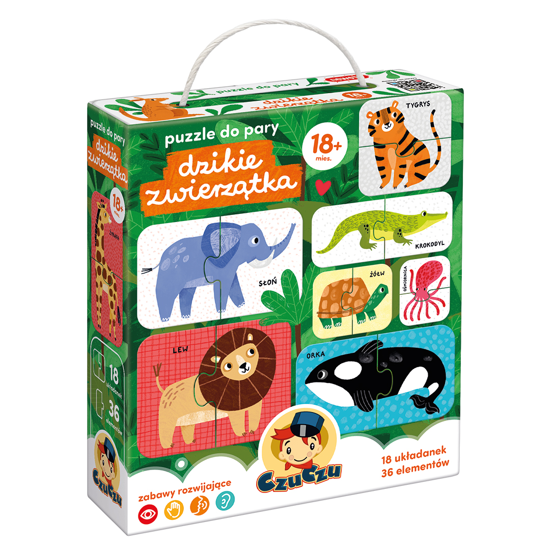 Dzikie zwierzątka Bright Junior Media, zestaw puzzli do łączenia w pary dla maluchów