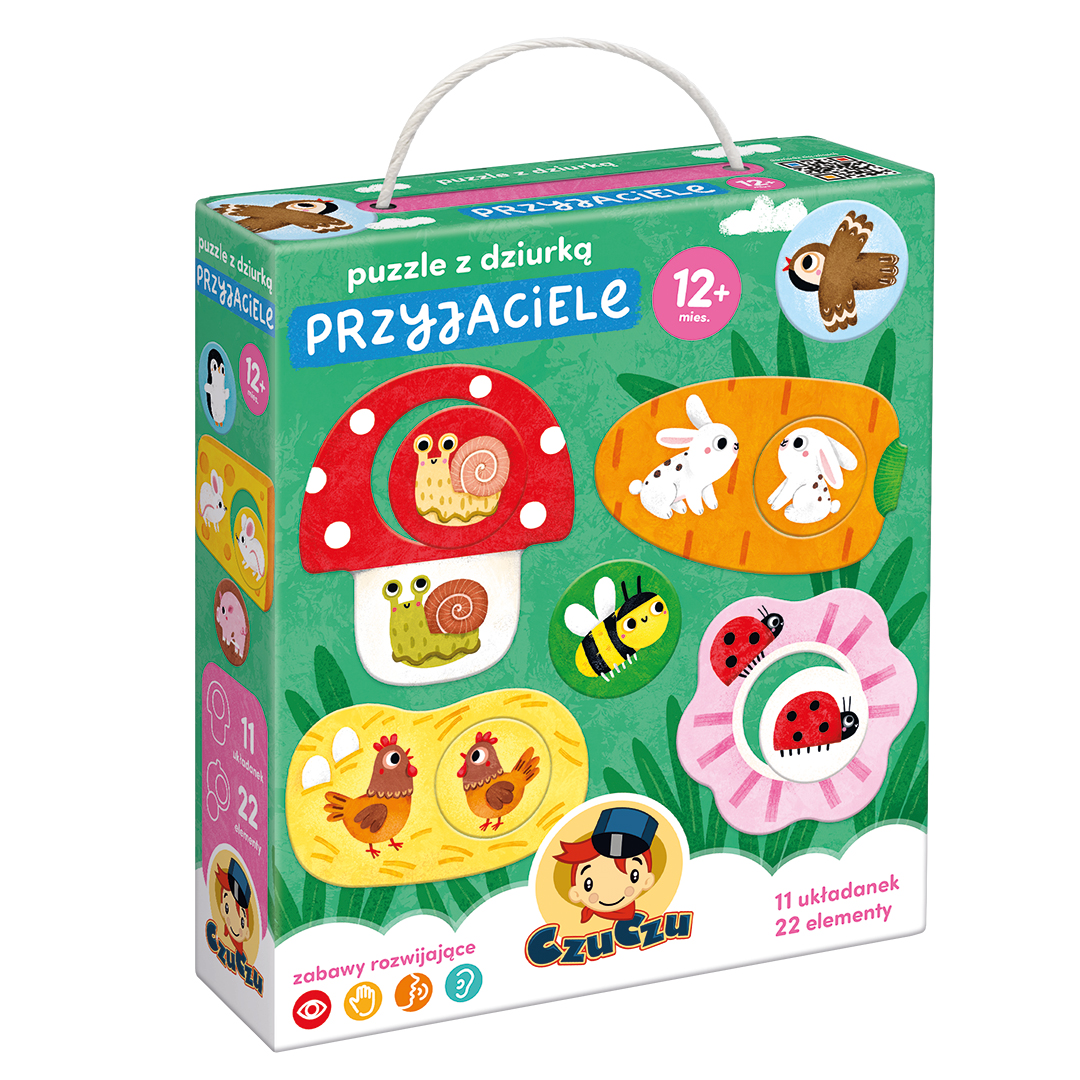 Puzzle z dziurką Przyjaciele Bright Junior Media z kolorowymi układankami dla malucha