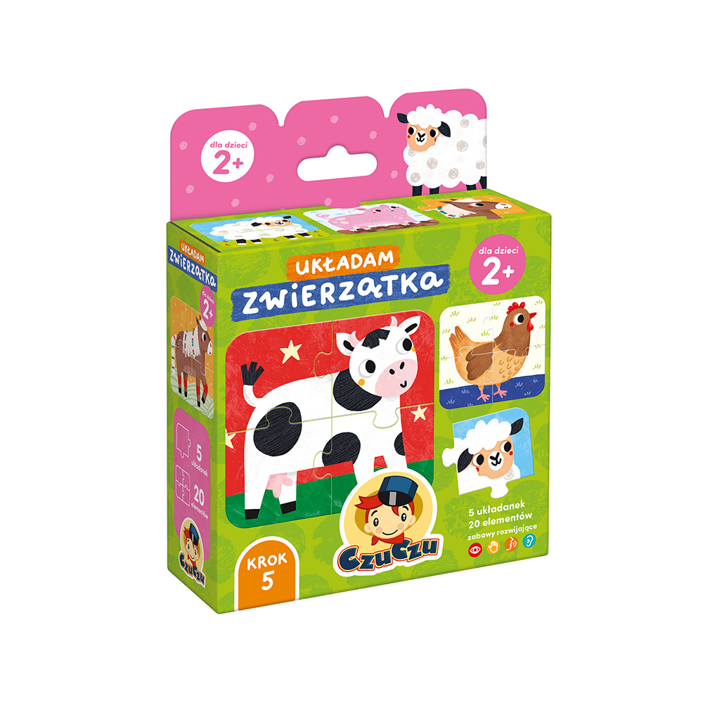 Puzzle Układam Zwierzątka Bright Junior Media - kolorowe zwierzątka na puzzlach 4-elementowych