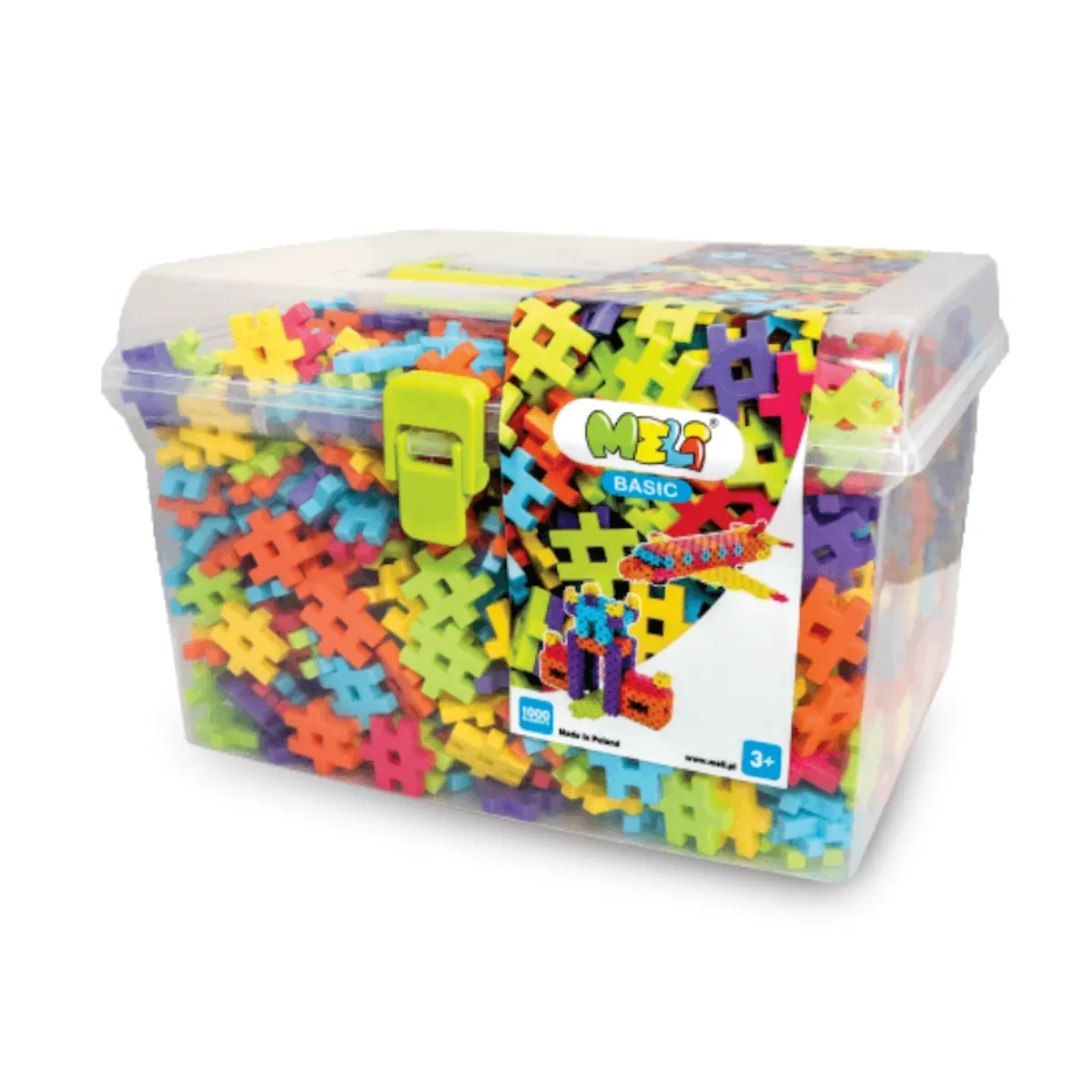 Klocki konstrukcyjne Basic Travel Box MELI – zestaw 1000 waflowych elementów w walizce